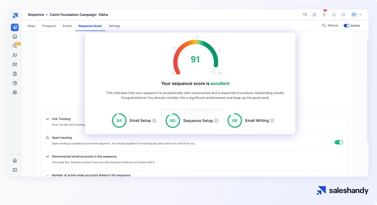 Dealsmap — Saleshandy in action
